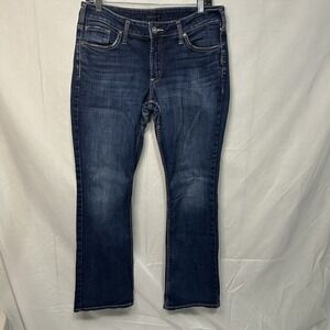 Silver Suki Slim Boot Dark Wash Stretch Mid Rise Womens 32X31 Curvy Jeans